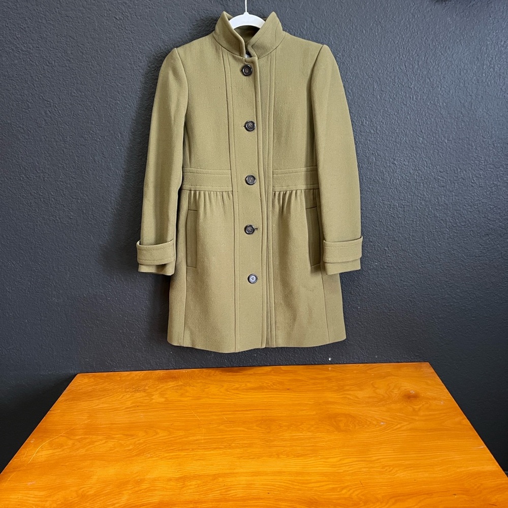 J. Crew Olive Green Double Cloth Trench Coat P4